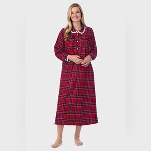 Lanz of Salzburg Red Tartan Flannel Nightgown Peter Pan Collar Size L – Sold Out